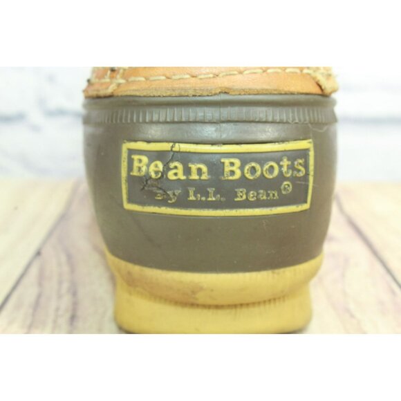 LL Bean Brown Unlined Ankle Duck Boots 8" Leather Lace Up Round Toe Size 7 M - Picture 9 of 11